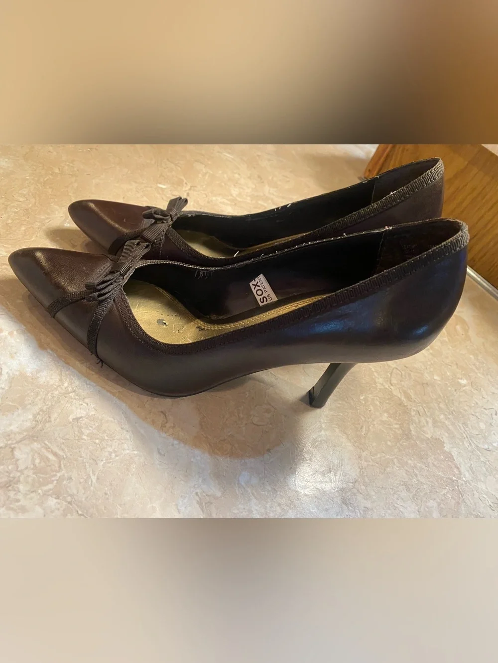 Merona Brown Pointed-Toe Bow Heels